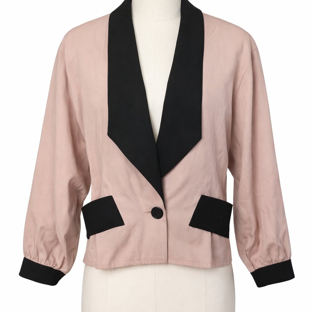 Vintage 80s Gianluca Gabrielli Blazer Womens 42 Small Pink Black Wool Italian